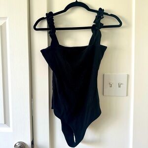 Reformation Ribbed Body Suit Tank with Shoulder Detail (L)